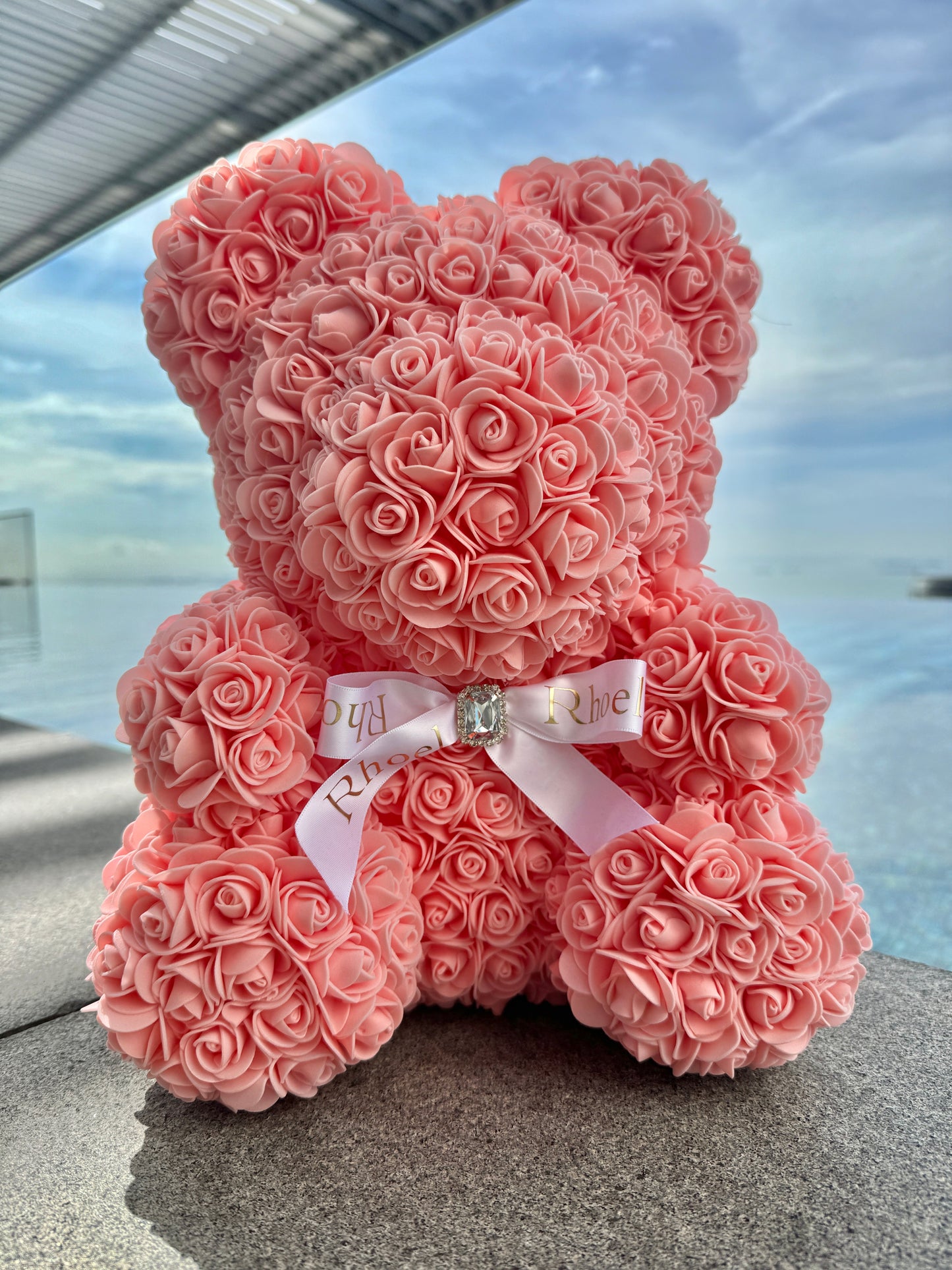 Peach Pink Rose Bear - Rhoel