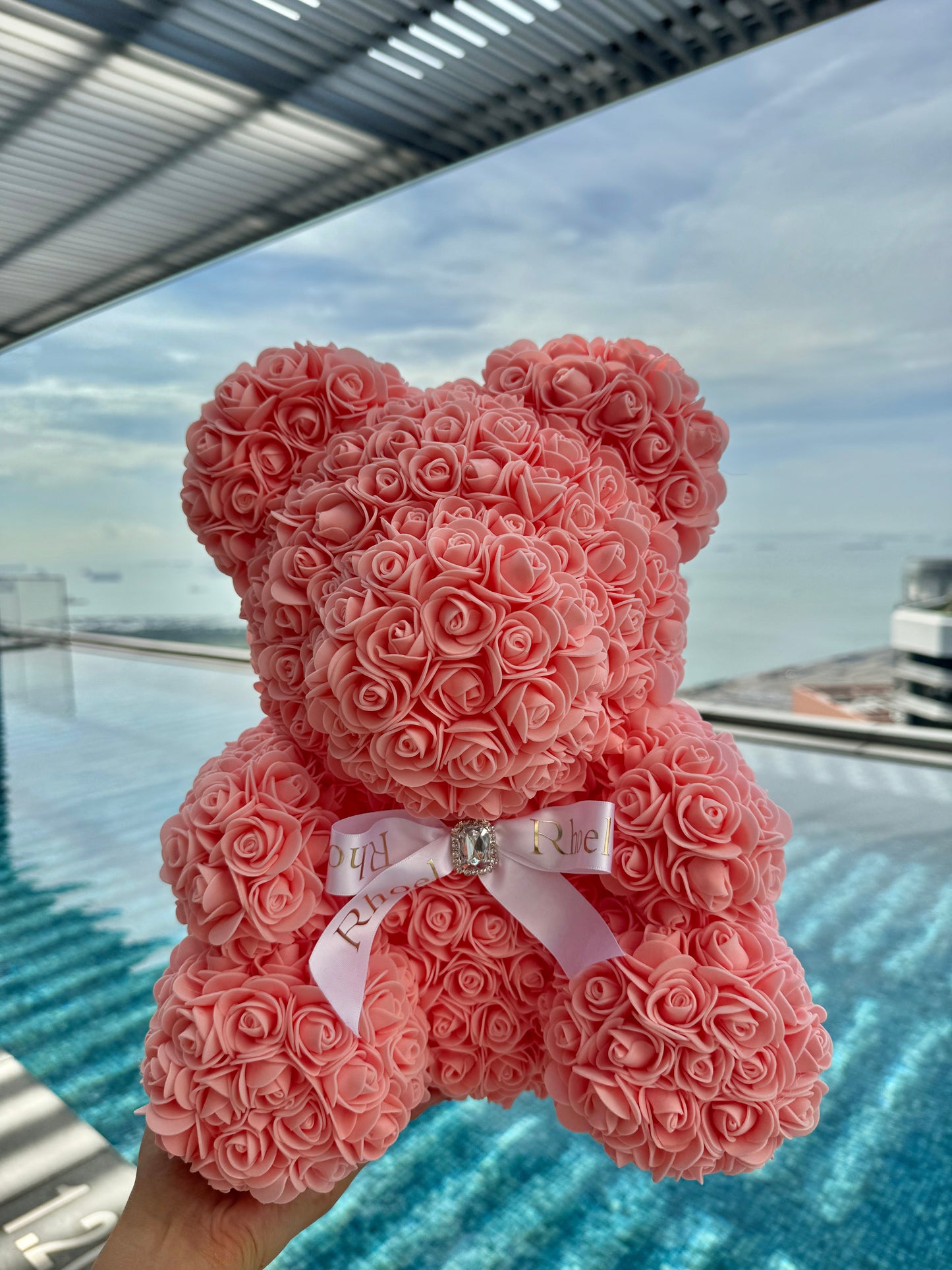 Peach Pink Rose Bear - Rhoel