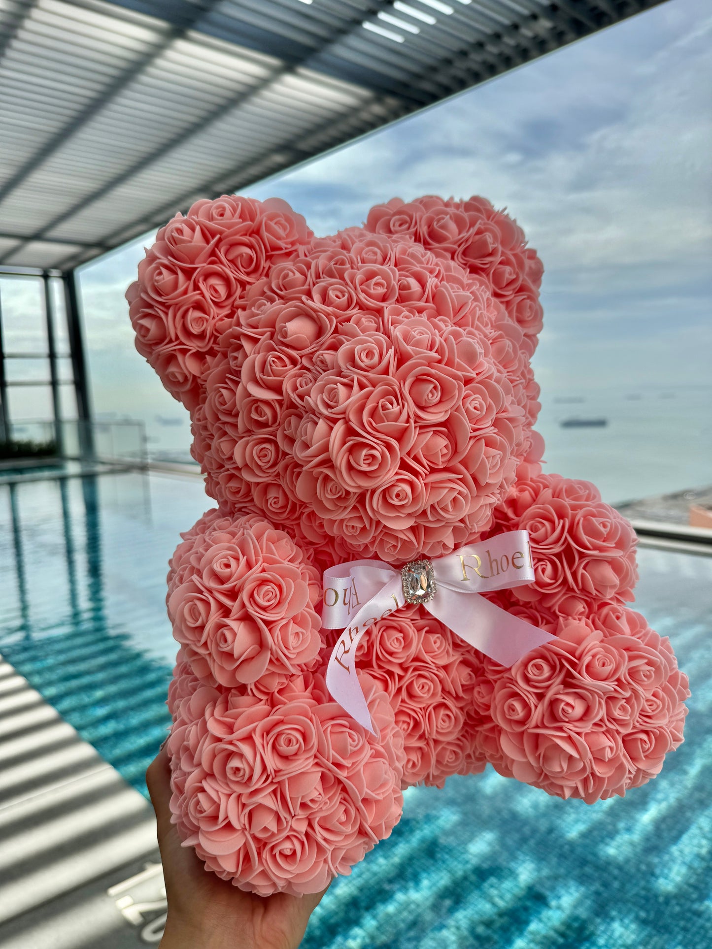 Peach Pink Rose Bear - Rhoel