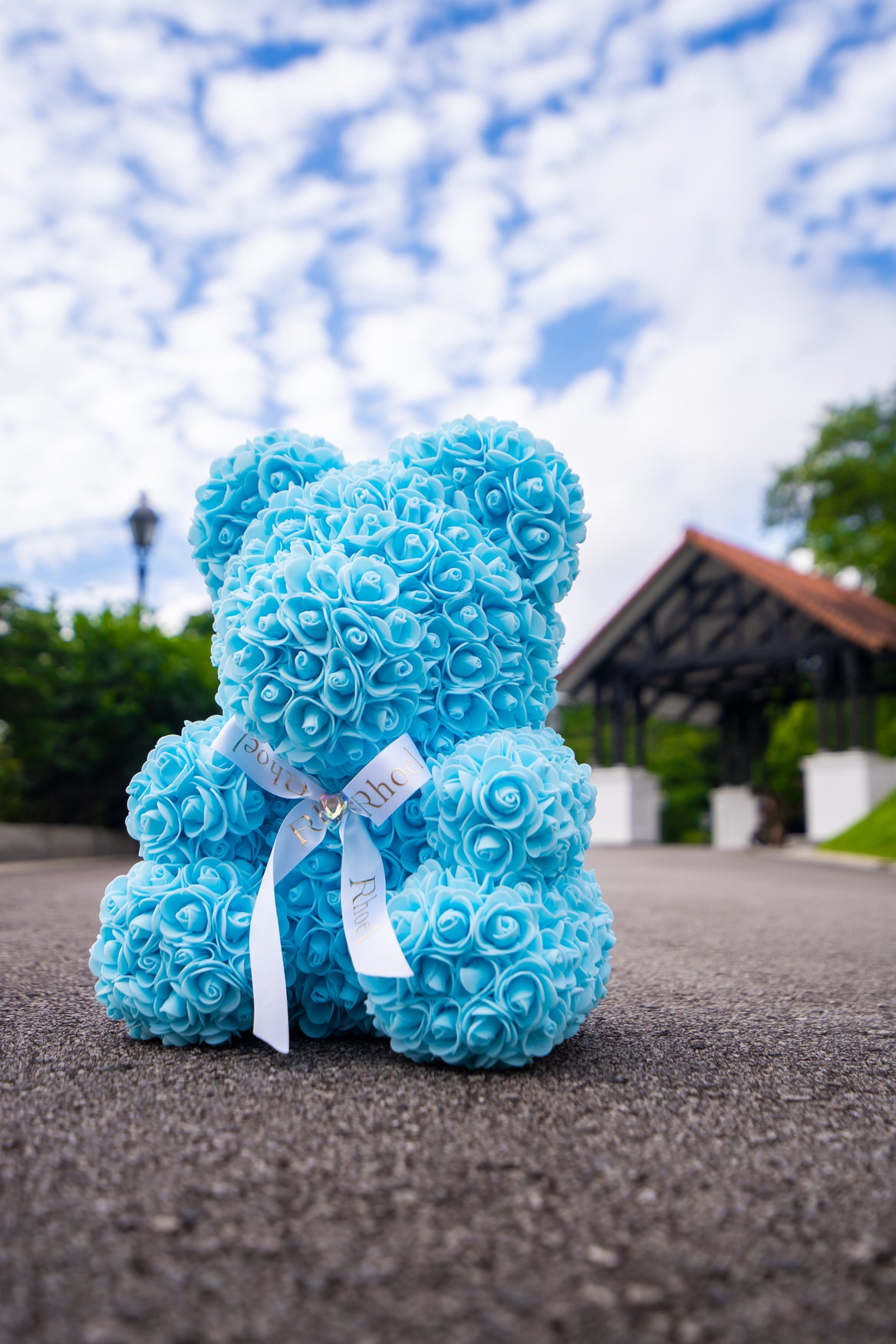 Powder Blue Rose Bear