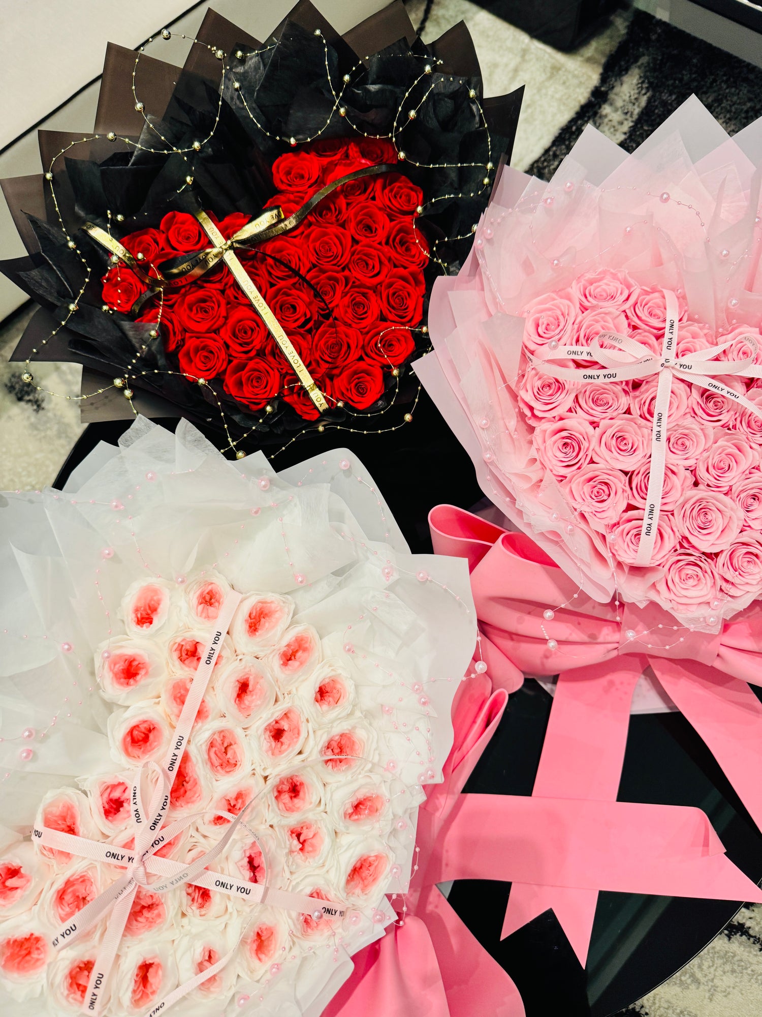 Blush Pink×White Heart Bouquet - Rhoel