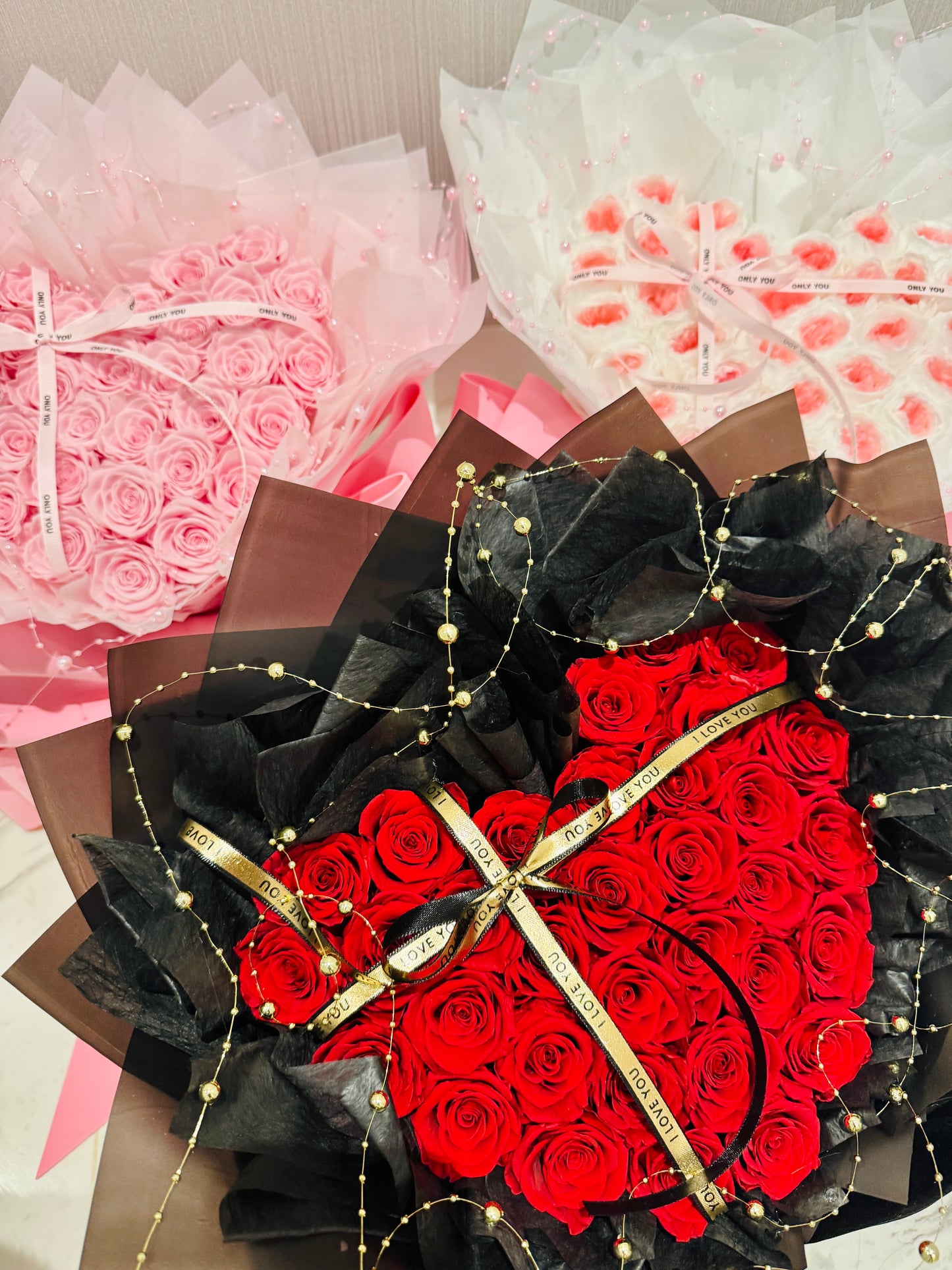 Blush Pink×White Heart Bouquet - Rhoel
