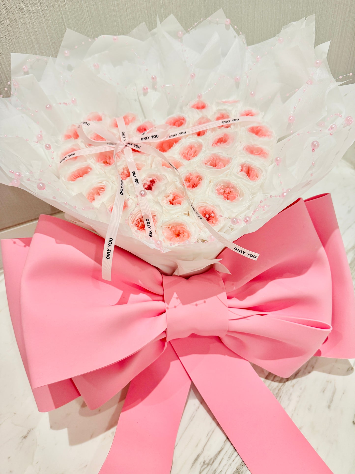 Blush Pink×White Heart Bouquet - Rhoel