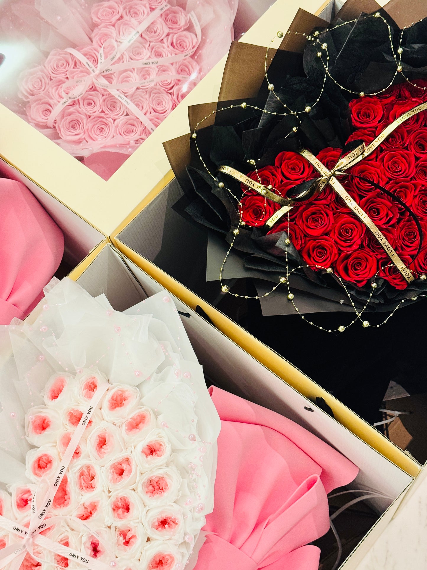 Blush Pink×White Heart Bouquet - Rhoel