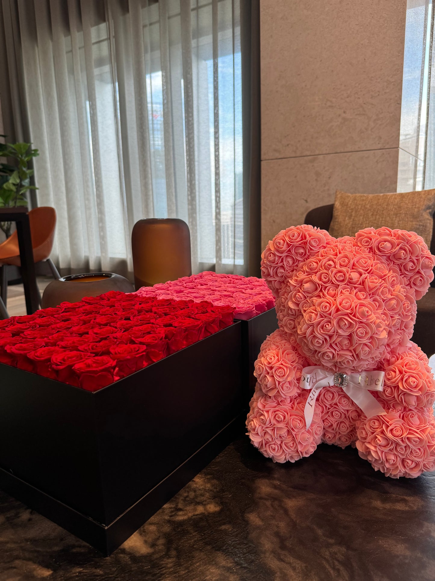 Peach Pink Rose Bear - Rhoel