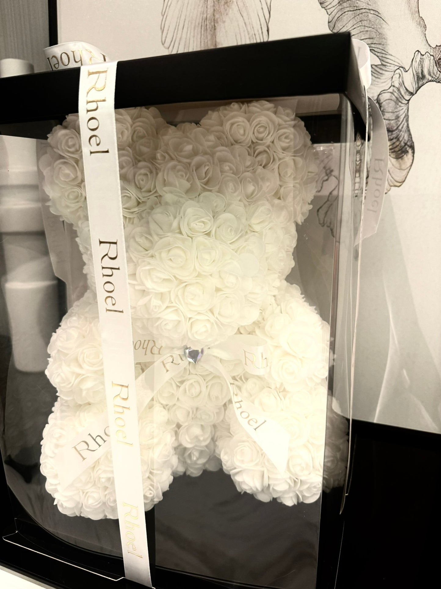 Pure White Rose Bear - Rhoel