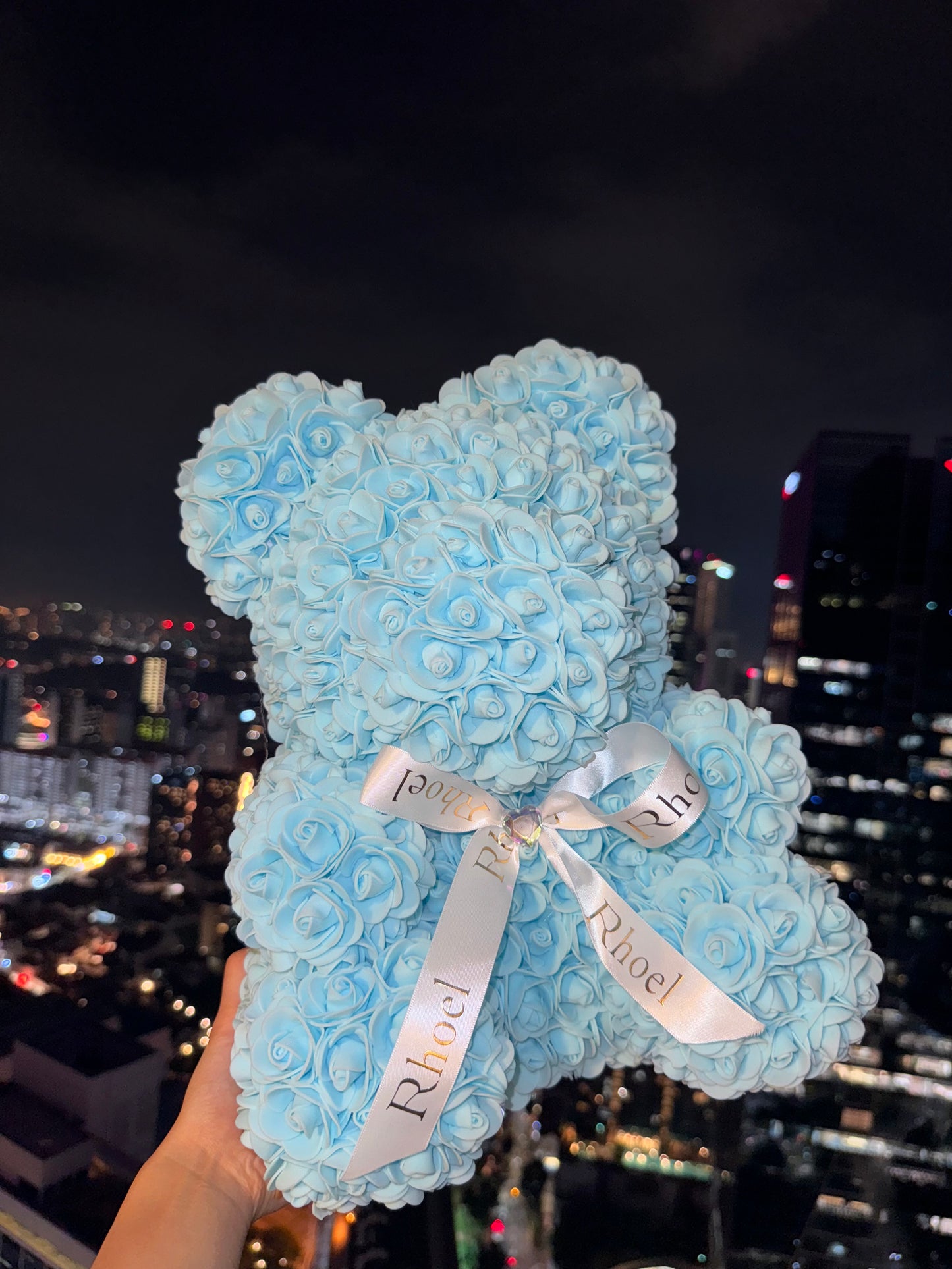 Powder Blue Rose Bear - Rhoel