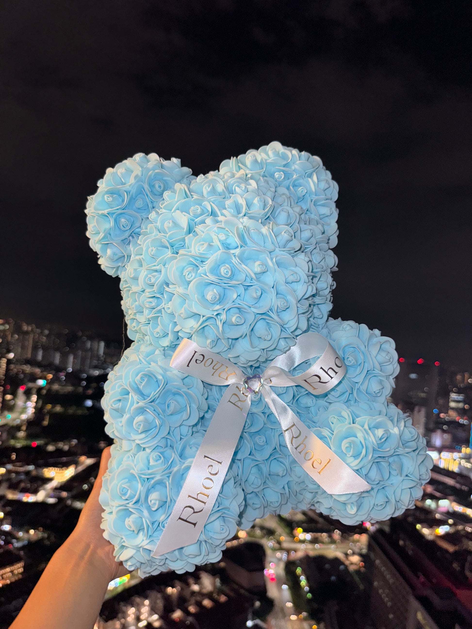 Powder Blue Rose Bear - Rhoel