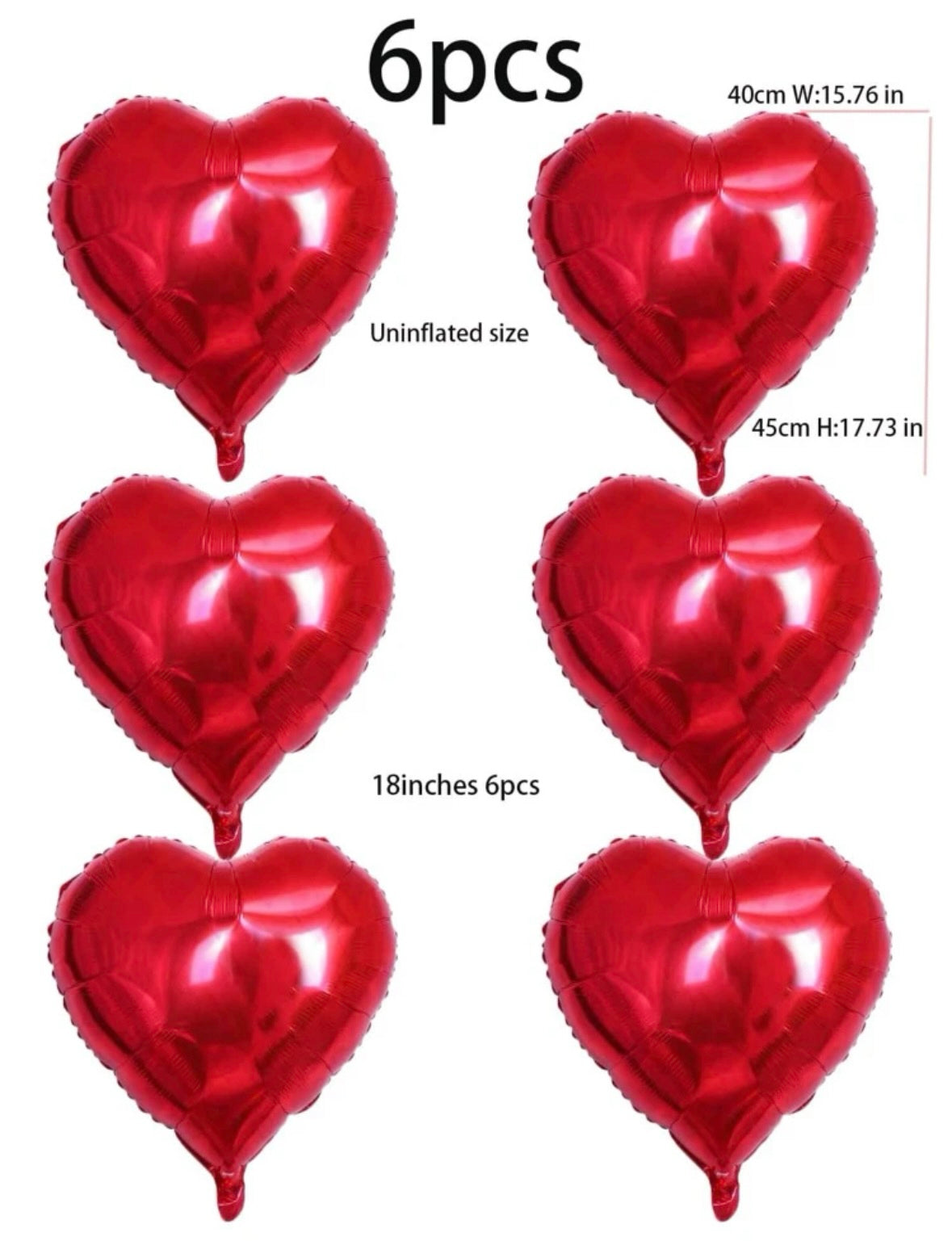 Red Heart Foil Balloon 6pcs